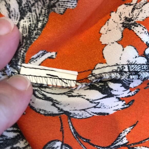 Zara red orange black white floral tie waist asymmetrical hem top size Medium - Picture 11 of 16